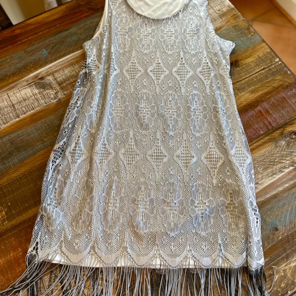 Fully lined Lace & Fringe Dress - Silver - Excellent Condition!! - Picture 9 of 14